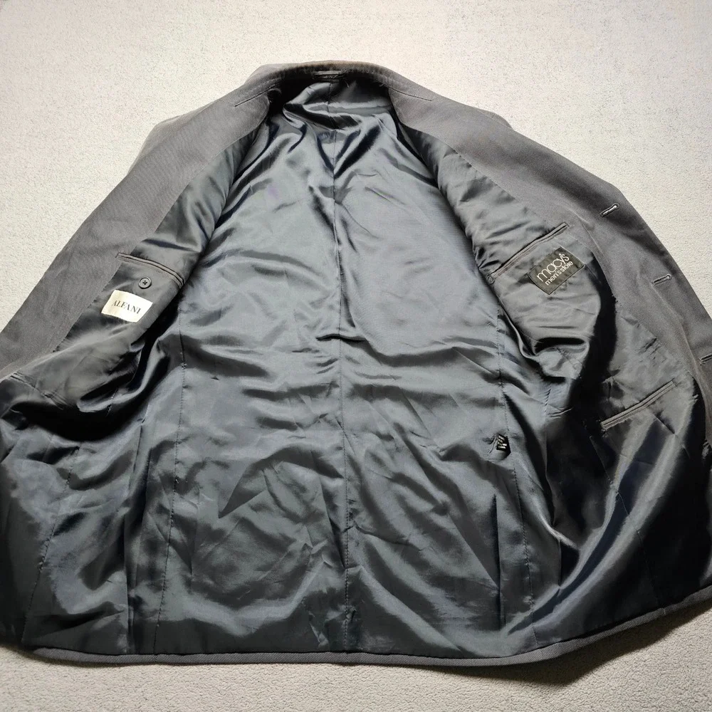 Alfani Blazer Jacket Men R41 Gray Lined Notch Lapel Single Breasted Button Front